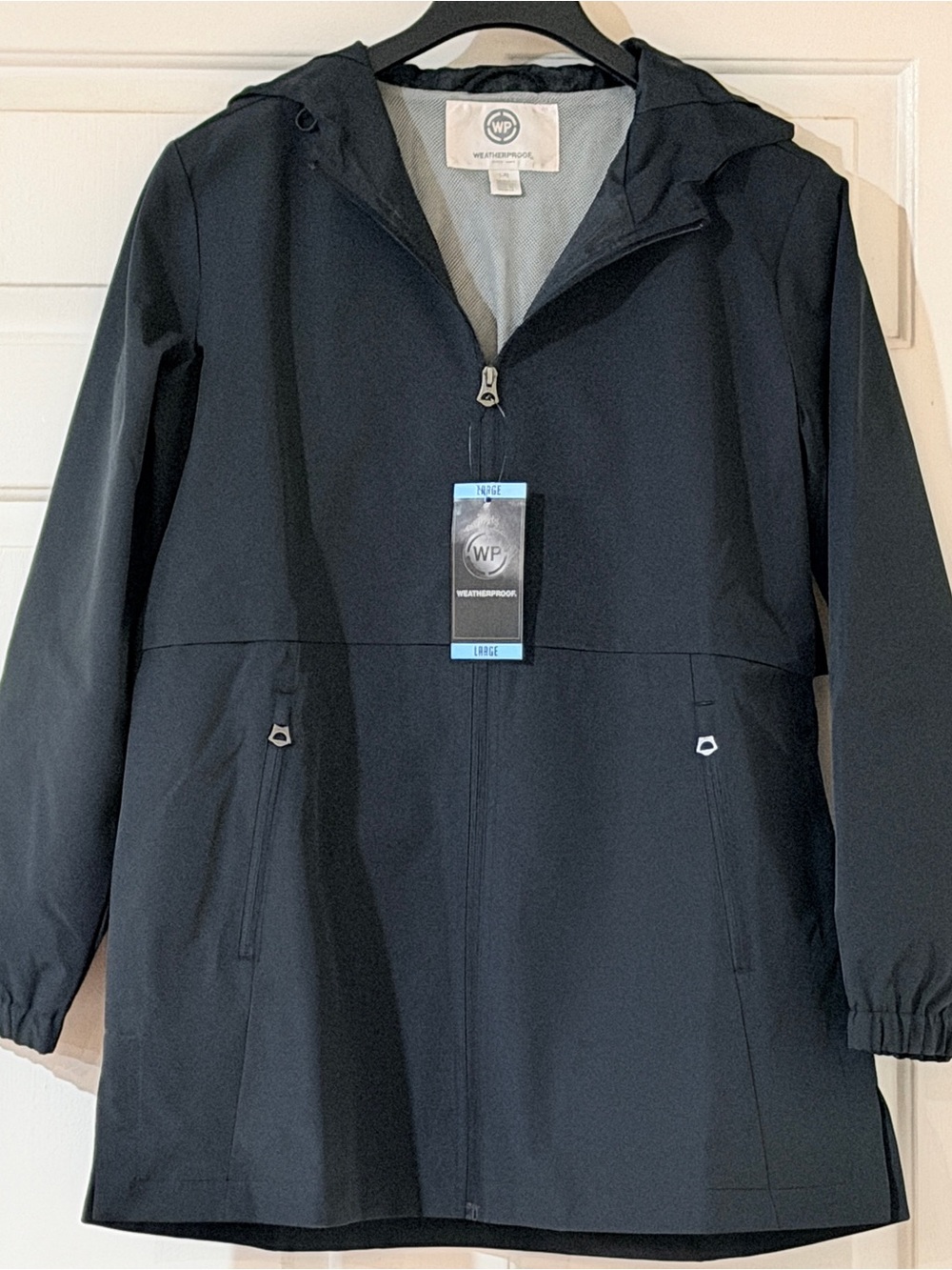 Weatherproof Women’s Black Hooded Lightweight Raincoat Jacket NWT